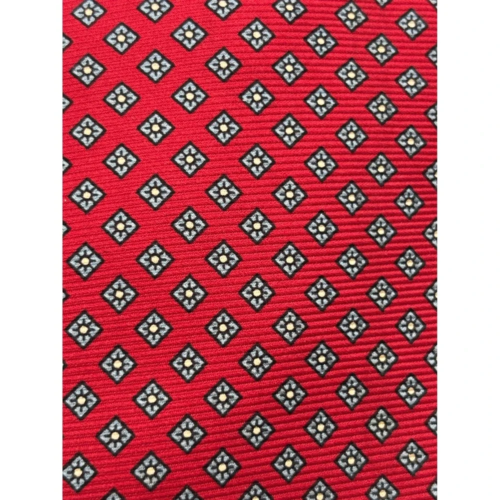 Capper & Capper Chicago Detroit Men's Red Geometric Necktie Vintage Classic Tie
